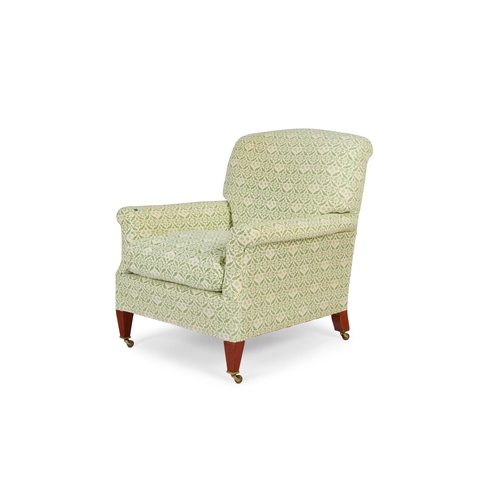 247 - A PAIR OF EASY ARMCHAIRS  BY HOWARD AND SONS LTD, CIRCA 1970  With original 'H&S' monogrammed green ... 