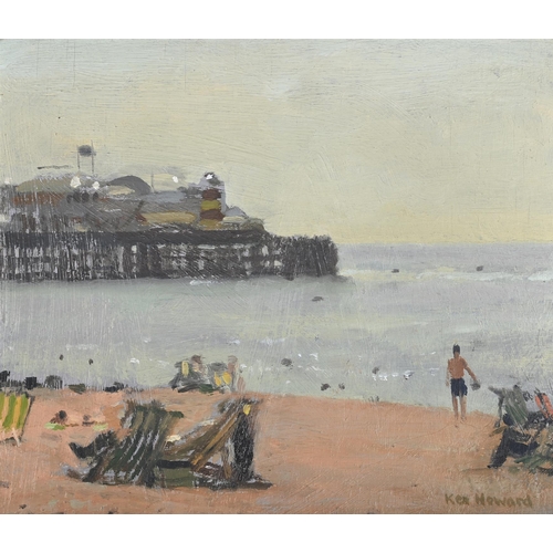 249 - λ KEN HOWARD (BRITISH 1932-2022)BRIGHTON PIEROil on boardSigned (lower right)16.5 x 19cm (6¼ x 7¼ in... 