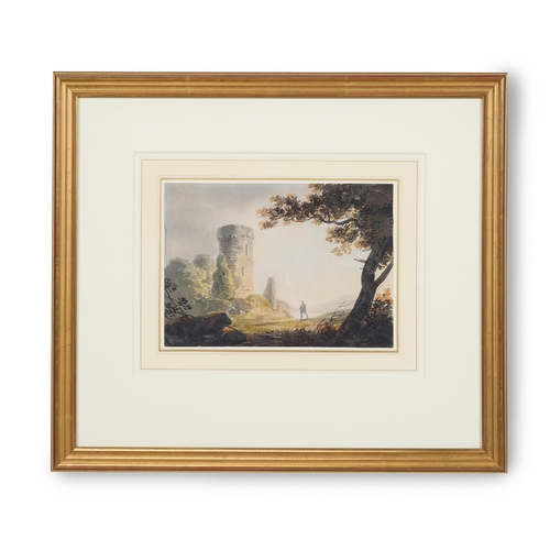 250 - ATTRIBUTED TO WILLIAM PAYNE (BRITISH CIRCA 1760-1830)THE RUINED FOLLY; AND CASTLE ON A CLIFF ABOVE A... 