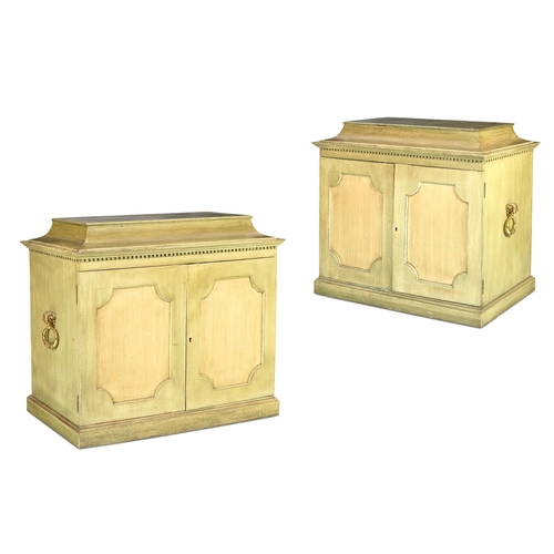 275 - A PAIR OF GREEN PAINTED AND BRASS MOUNTED SIDE CABINETS BY SIBYL COLEFAX & JOHN FOWLER, CIRCA 1970  ... 