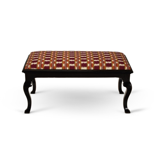 32 - AN EBONISED STOOL ENGLISH, 19TH CENTURY With a Manuel Canovas 'Frida' fabric upholstered drop-in sea... 