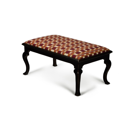 32 - AN EBONISED STOOL ENGLISH, 19TH CENTURY With a Manuel Canovas 'Frida' fabric upholstered drop-in sea... 