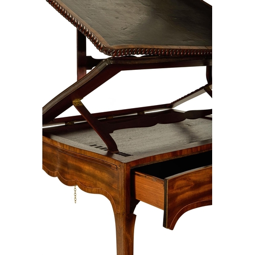 39 - A GEORGE III MAHOGANY ARCHITECT'S TABLE LATE 18TH CENTURY With double ratcheted hinged leather lined... 