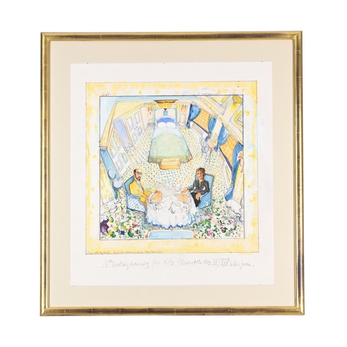 87 - λ ANTHONY GREEN (BRITISH 1939-2023)13TH WORKING DRAWING FOR RITZ. (LOVE AT THE RITZ III)Watercolour,... 