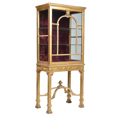 88 - A GILTWOOD DISPLAY CABINET IN GEORGE III STYLEEARLY 20TH CENTURY the glazed superstructure above a s... 