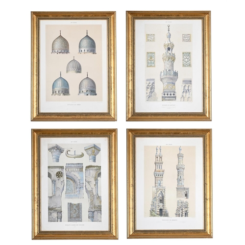 46 - SET OF FOUR LITHOGRAPHSART ARABE, PARALLELE DE DOMES; PARALLELE DE MINARETS; MOSQUEE DE QAYTBAY; MOS... 