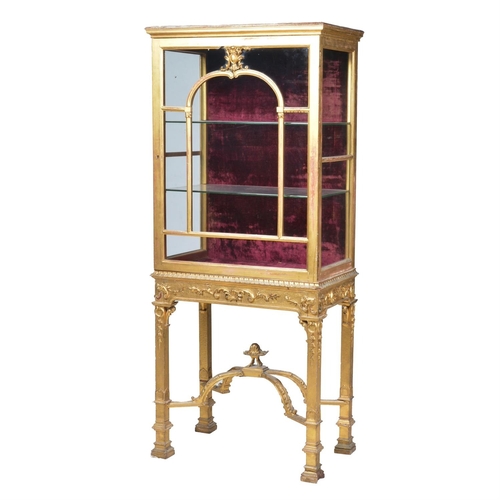 88 - A GILTWOOD DISPLAY CABINET IN GEORGE III STYLEEARLY 20TH CENTURY the glazed superstructure above a s... 