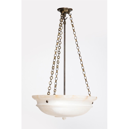 90 - AN ALABASTER CEILING LIGHT POSSIBLY BY VAUGHAN DESIGNS, MODERNWith hanging chains and internal fitme... 