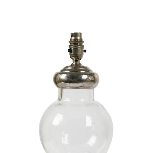 152 - A PAIR OF GLASS LAMPSOF RECENT MANUFACTUREOf triple gourd form68cm high to bulb socketProvenance:Pro... 