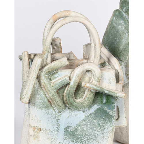 154 - THREE POTTERY PIECES, TWO HANDBAGS AND AN AMMONITECONTEMPORARYby Los Angeles based ceramicist Emma W... 