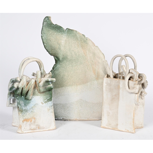 154 - THREE POTTERY PIECES, TWO HANDBAGS AND AN AMMONITECONTEMPORARYby Los Angeles based ceramicist Emma W... 