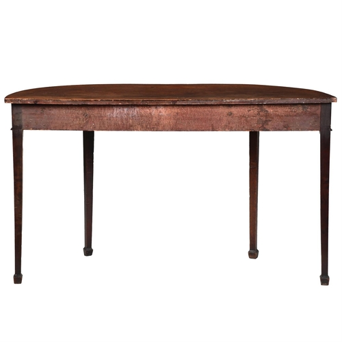 168 - A GEORGE III MAHOGANY BOWFRONT HALL TABLE OR SERVING TABLECIRCA 180091cm high, 153cm wide, 61cm deep