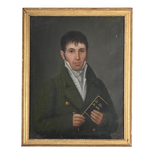 169 - FRENCH/SWISS SCHOOL (LATE 18TH/EARLY 19TH CENTURY)PORTRAIT OF A YOUNG MAN Oil on canvasInscribed 'si... 