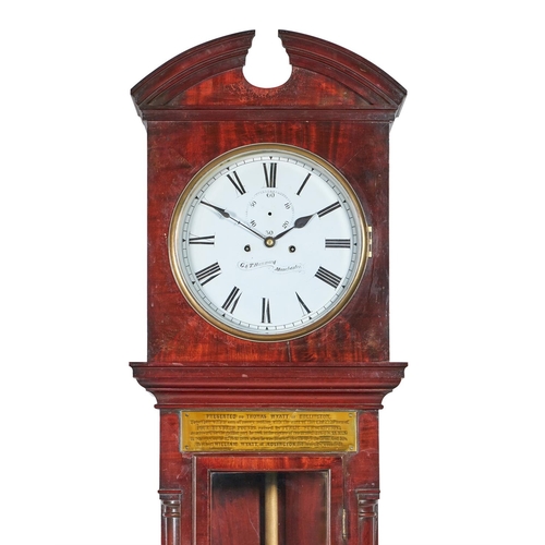 189 - A MAHOGANY EIGHT-DAY LONGCASE CLOCKG. AND T. HAMMOND, MANCHESTER, MID 19TH CENTURYThe four pillar ra... 