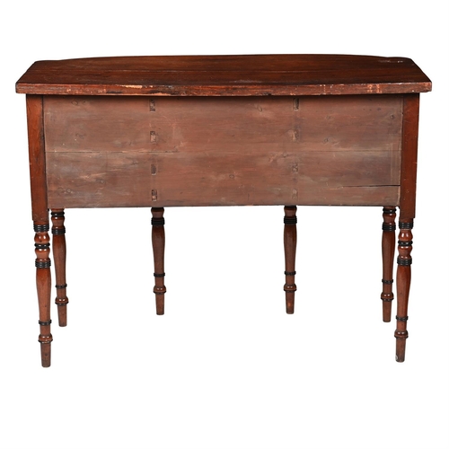 193 - A REGENCY MAHOGANY D-FRONTED SIDEBOARDCIRCA 1815The pearwood strung frieze drawer flanked by a cupbo... 