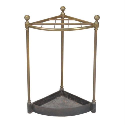 215 - A VICTORIAN BRASS AND CAST IRON STICK STANDSECOND HALF 19TH CENTURY62.5cm high, 43cm wide, 30cm deep