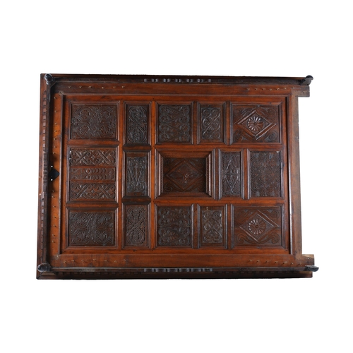 228 - AN OAK TESTER BEDPART 17TH CENTURY 242cm high, 210cm wide, 147cm deep