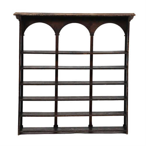 229 - A VICTORIAN PINE PLATE RACK OR DRESSER TOP19TH CENTURY123cm high, 120.5cm wide, 16.5cm deep