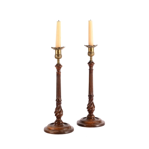 237 - A PAIR OF SCOTTISH CANDLESTICKS, IN GEORGE III STYLE19TH CENTURY36cm high, base 15cm diameter