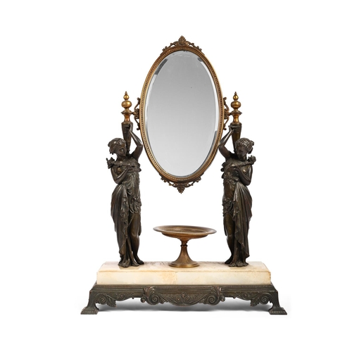 253 - A FRENCH GILT AND PATINATED BRONZE TOILET MIRRORLATE 19TH CENTURY68cm high, 48cm wide, 17cm deep