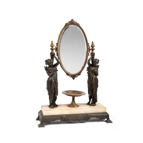 253 - A FRENCH GILT AND PATINATED BRONZE TOILET MIRRORLATE 19TH CENTURY68cm high, 48cm wide, 17cm deep