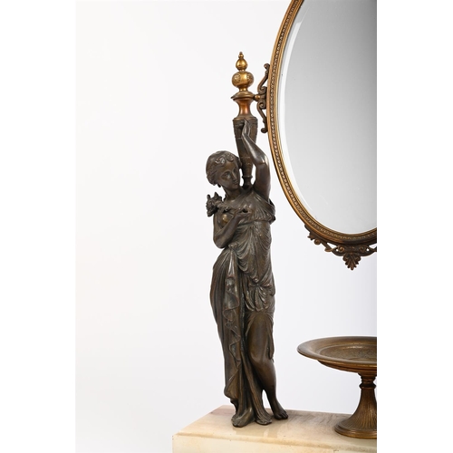 253 - A FRENCH GILT AND PATINATED BRONZE TOILET MIRRORLATE 19TH CENTURY68cm high, 48cm wide, 17cm deep