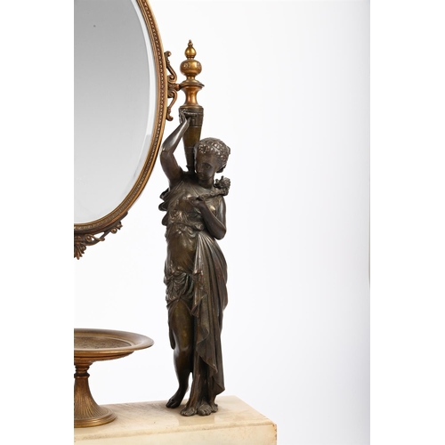 253 - A FRENCH GILT AND PATINATED BRONZE TOILET MIRRORLATE 19TH CENTURY68cm high, 48cm wide, 17cm deep