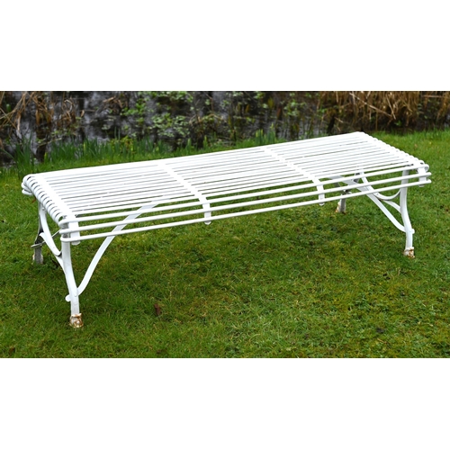 359 - A HAND FORGED AND WHITE PAINTED 'ARRAS' BENCHOF RECENT MANUFACTURE41cm high, 148cm wide, 52cm deep