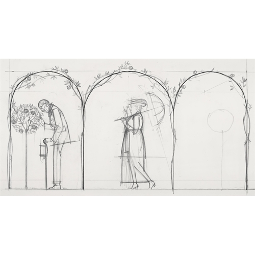 51 - BERNARD BOUTET DE MONVEL (FRENCH 1881-1949)FIGURES IN A GARDEN, A SKETCH Pencil14 x 25.5cm (5½ x 10 ... 