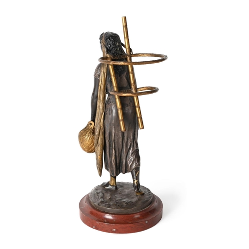 82 - KLEY, A COLD PAINTED BRONZE AND ORMOLU FIGURAL POSY HOLDER LATE 19TH OR EARLY 20TH CENTURY In the fo... 