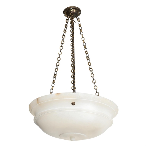 90 - AN ALABASTER CEILING LIGHT POSSIBLY BY VAUGHAN DESIGNS, MODERNWith hanging chains and internal fitme... 