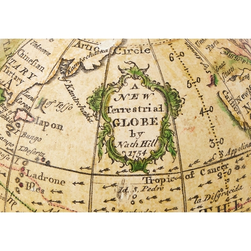 1 - A FINE GEORGE II 2.75 INCH TERRESTRIAL POCKET GLOBENATHANIEL HILL, LONDON, PUBLISHED 1754 The sphere... 