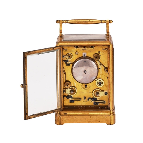 122 - A FRENCH GILT BRASS CARRIAGE CLOCK WITH ALARM AND ONE-PIECE CASERAINGO FRERES, PARIS, CIRCA 1850The ... 