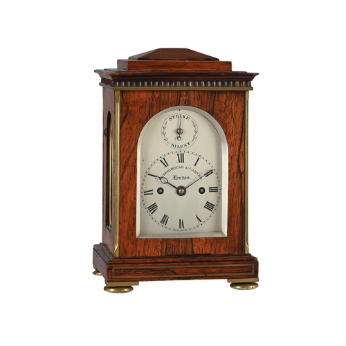 131 - Y A REGENCY SMALL BRASS INLAID ROSEWOOD MANTEL/BRACKET CLOCK WITH TRIP-HOUR REPEATDWERRIHOUSE AND CA... 