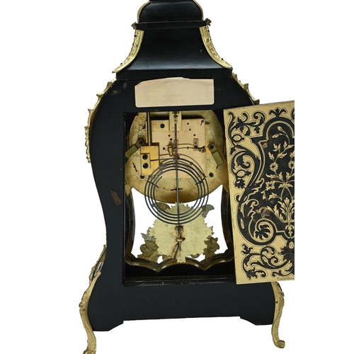 135 - Y A FRENCH LOUIS XV STYLE GILT BRASS MOUNTED BOULLE BRACKET CLOCK THE MOVEMENT BY VINCENTI ET CIE, P... 