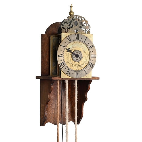 155 - A GEORGE II/III POSTED THIRTY-HOUR WEIGHT-DRIVEN WALL ALARM TIMEPIECEUNSIGNED, SOUTHERN ENGLAND, MID... 