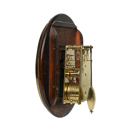 171 - A FINE REGENCY MAHOGANY FUSEE DIAL WALL TIMEPIECE WITH WOODEN DIALGEORGE YONGE, WITH A MOVEMENT SUPP... 