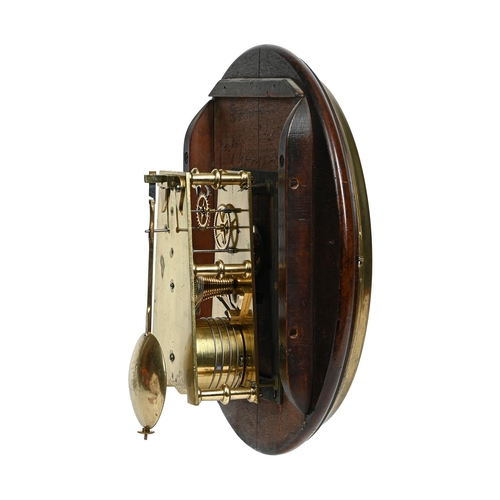 171 - A FINE REGENCY MAHOGANY FUSEE DIAL WALL TIMEPIECE WITH WOODEN DIALGEORGE YONGE, WITH A MOVEMENT SUPP... 