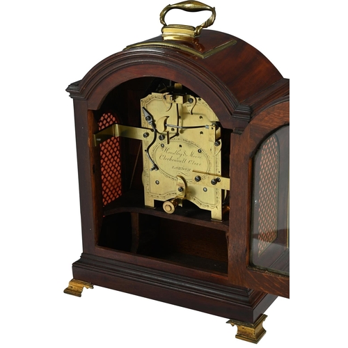 177 - A REGENCY BRASS MOUNTED MAHOGANY BRACKET CLOCK WITH UNUSUAL TRIPLE-SUBSIDIARY DIALHANDLEY AND MOORE,... 