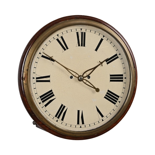 178 - A FINE REGENCY MAHOGANY HOUR-STRIKING FUSEE DIAL WALL CLOCK WITH WOODEN DIALTHE MOVEMENT BY JOHN THW... 