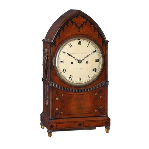 179 - Y A REGENCY EBONY AND BRASS INLAID MAHOGANY BRACKET CLOCK WITH TRIP-HOUR REPEATDESBOIS AND WHEELER, ... 