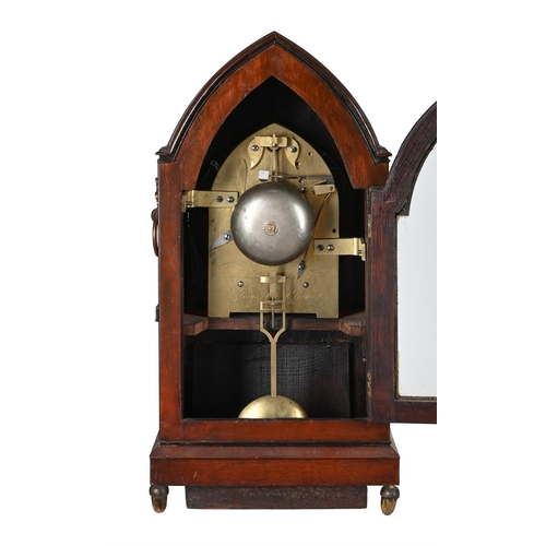 179 - Y A REGENCY EBONY AND BRASS INLAID MAHOGANY BRACKET CLOCK WITH TRIP-HOUR REPEATDESBOIS AND WHEELER, ... 