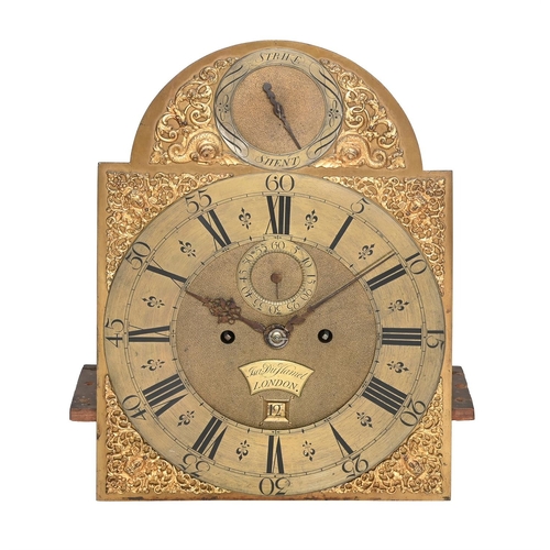 185 - A GEORGE II BURR WALNUT EIGHT-DAY LONGCASE CLOCKISAAC DU HAMEL, LONDON, CIRCA 1735The five pillar ra... 