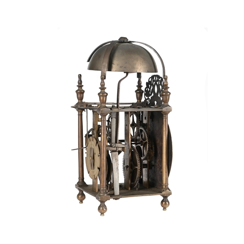 192 - A WILLIAM AND MARY BRASS LANTERN CLOCKUNSIGNED, LONDON, CIRCA 1690The posted countwheel bell strikin... 