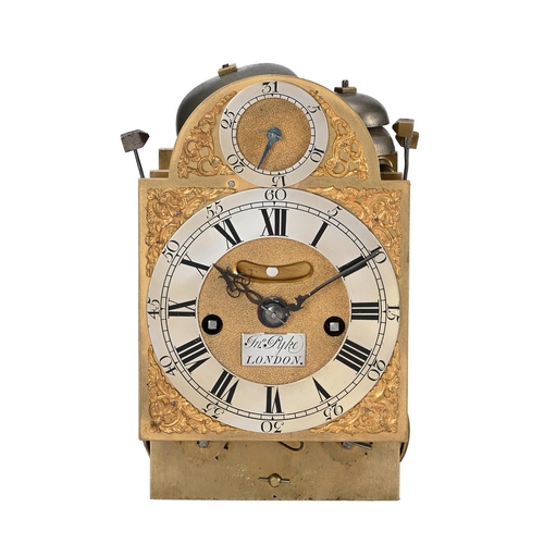 202 - A GEORGE II SMALL BRASS MOUNTED EBONISED BRACKET/TABLE CLOCK WITH PULL-QUARTER REPEAT ON TWO BELLSJO... 