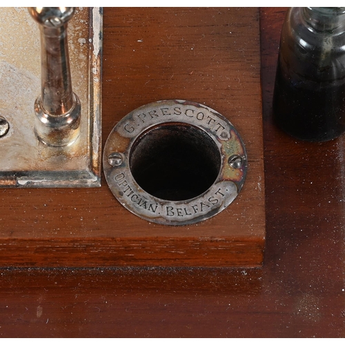 33 - A RARE MAHOGANY CASED COMBINED BAROGRAPH AND THERMOGRAPH OR STORMOGRAPHRETAILED BY G. PRESCOTT, BELF... 