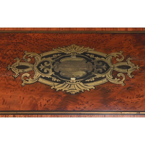 35 - Y A SWISS/FRENCH BRASS INLAID BURR AMBOYNA MUSIC BOXJEROME THIBOUVILLE-LAMY, MIRECOURT AND PARIS, CI... 