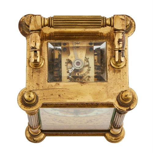 90 - THREE FRENCH GILT BRASS CARRIAGE TIMEPIECESALL UNSIGNED, CIRCA 1900Each with eight-day single train ... 