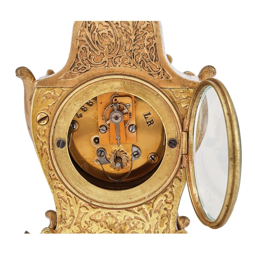 93 - A FRENCH GILT BRASS AND CHAMPLEVE ENAMELLED SMALL MANTEL TIMEPIECE IN THE LOUIS XV TASTEUNSIGNED, PR... 