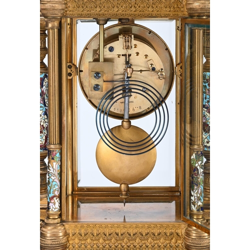 94 - A FRENCH GILT BRASS AND CHAMPLEVE ENAMEL FOUR-GLASS MANTEL CLOCKJAPY FRERES, PARIS, CIRCA 1895The ci... 